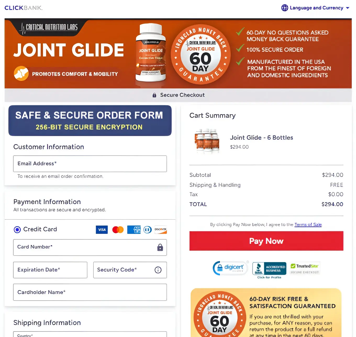 Joint Glide Official Website Secure Order Page